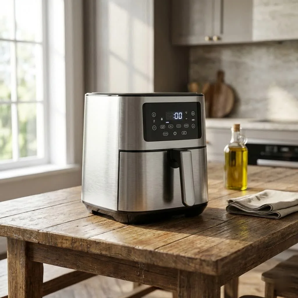 Air fryer cooking crispy chicken wings
