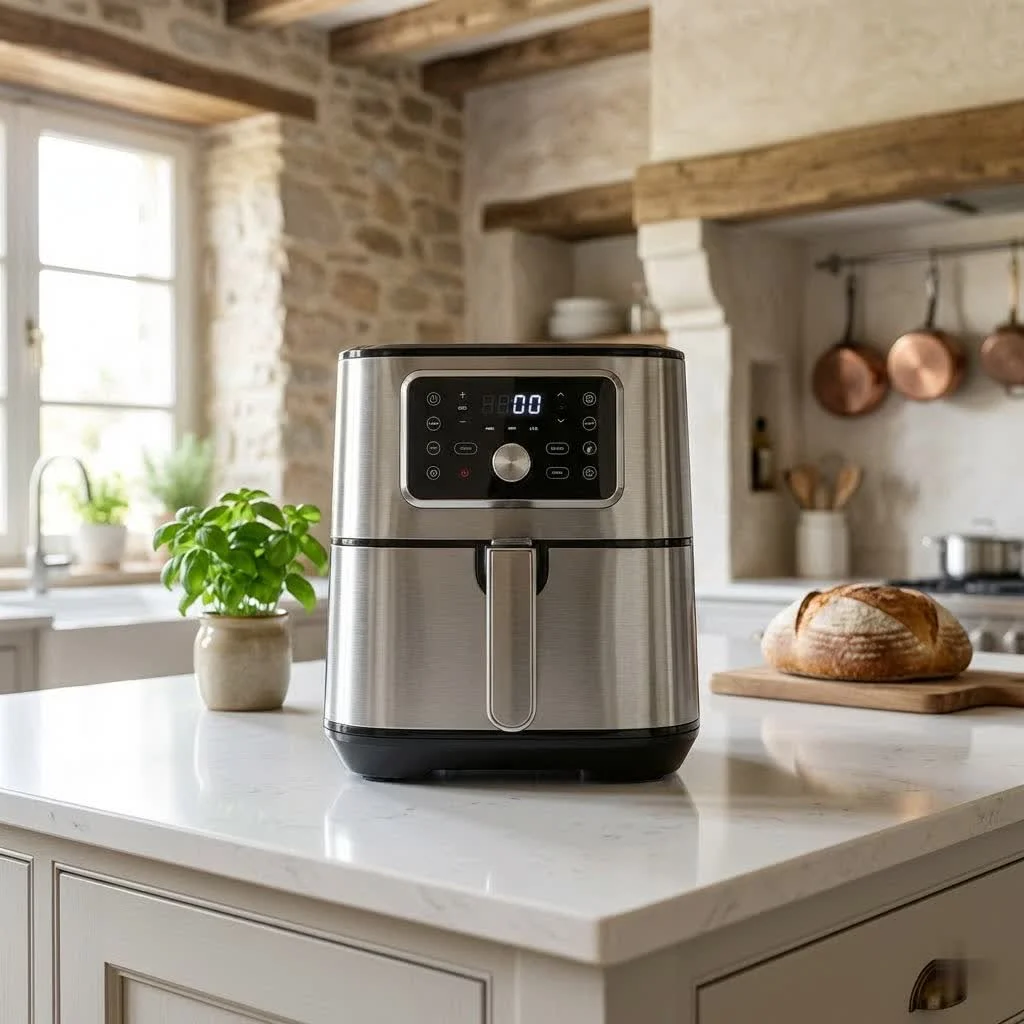 Compact air fryer on a kitchen counter